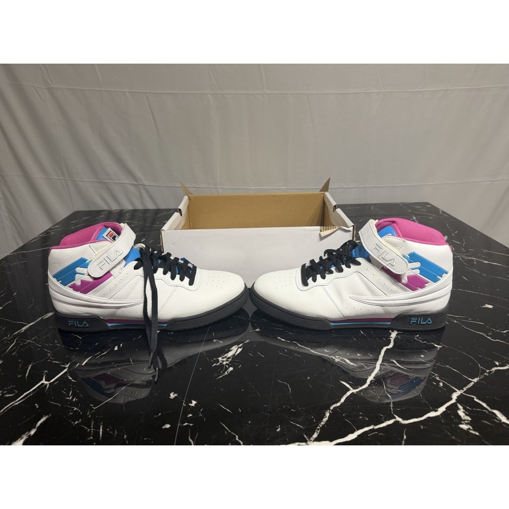 Fila F-13 Logo 1FM00004-148 Mens White Leather Lace Up Lifestyle Sneakers Shoes - Picture 3 of 6